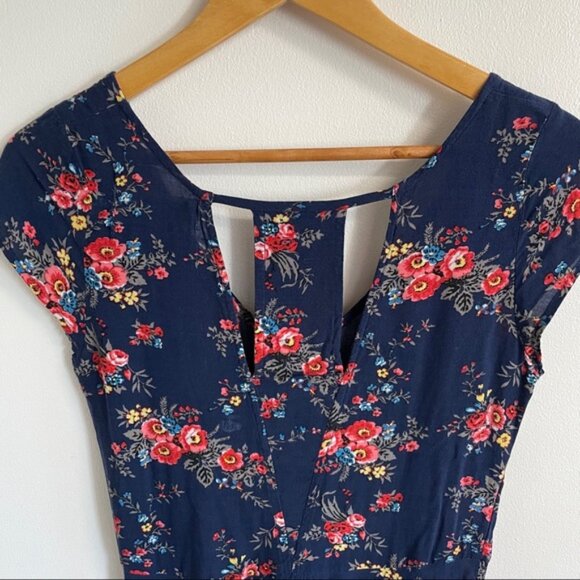 Abercrombie & Fitch Navy Floral Mini Dress with Back Cutout - Picture 4 of 9